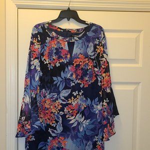 Blue Multicolor Floral Dress from Dress Barn, size 16, NWT!